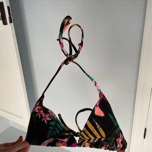 Black floral triangle top, S, old navy